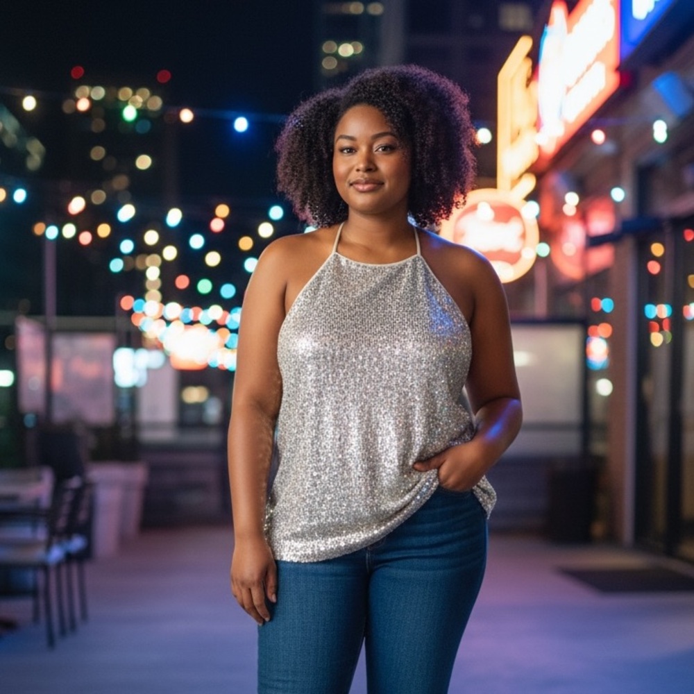 Banana Republic Silver Sequin Halter Top